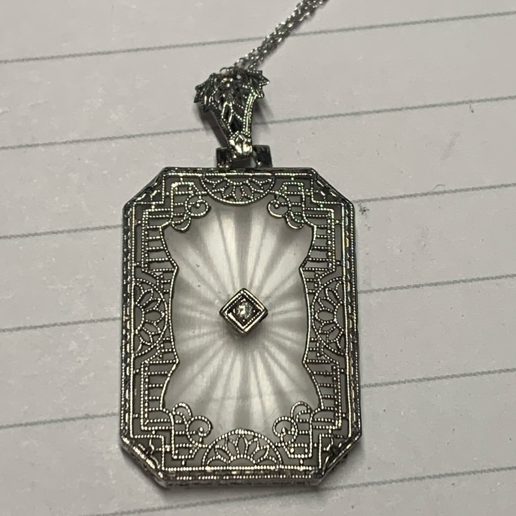 14k Real Diamond Antique Pendant With 14k Chain 14k Real Diamond Antique Pendant With 14k Chain